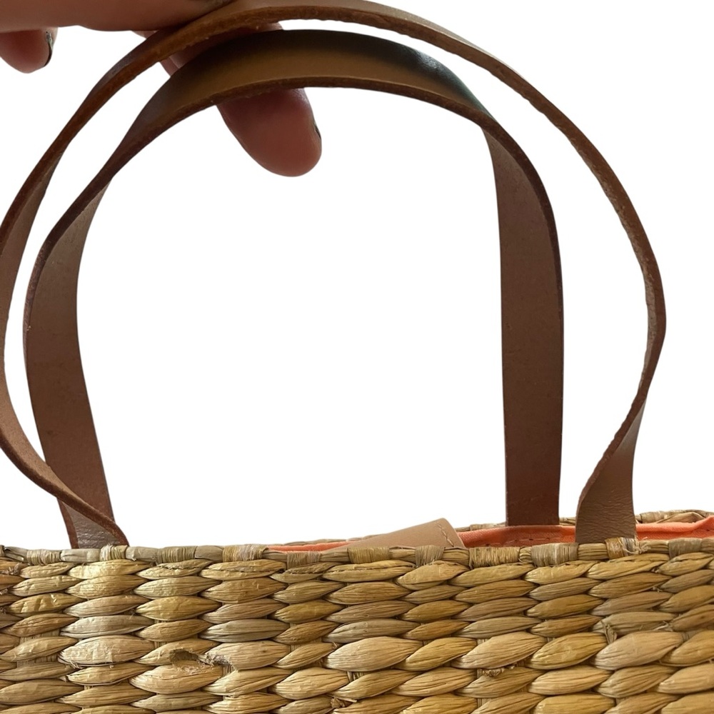 Vintage y2k Woven Straw‎ Rattan Purse Floral Leather Handles by Q&A - Picture 3 of 7